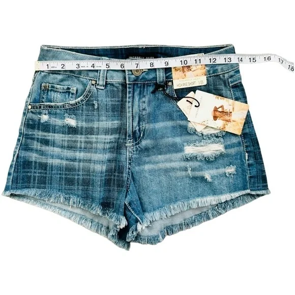 Sincerely Jules High Rise Denim Shorts Distressed Denim Women’s Size 1 New - Picture 4 of 6